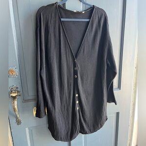 Mieka Black Oversized Button-Up Cardigan, Size M